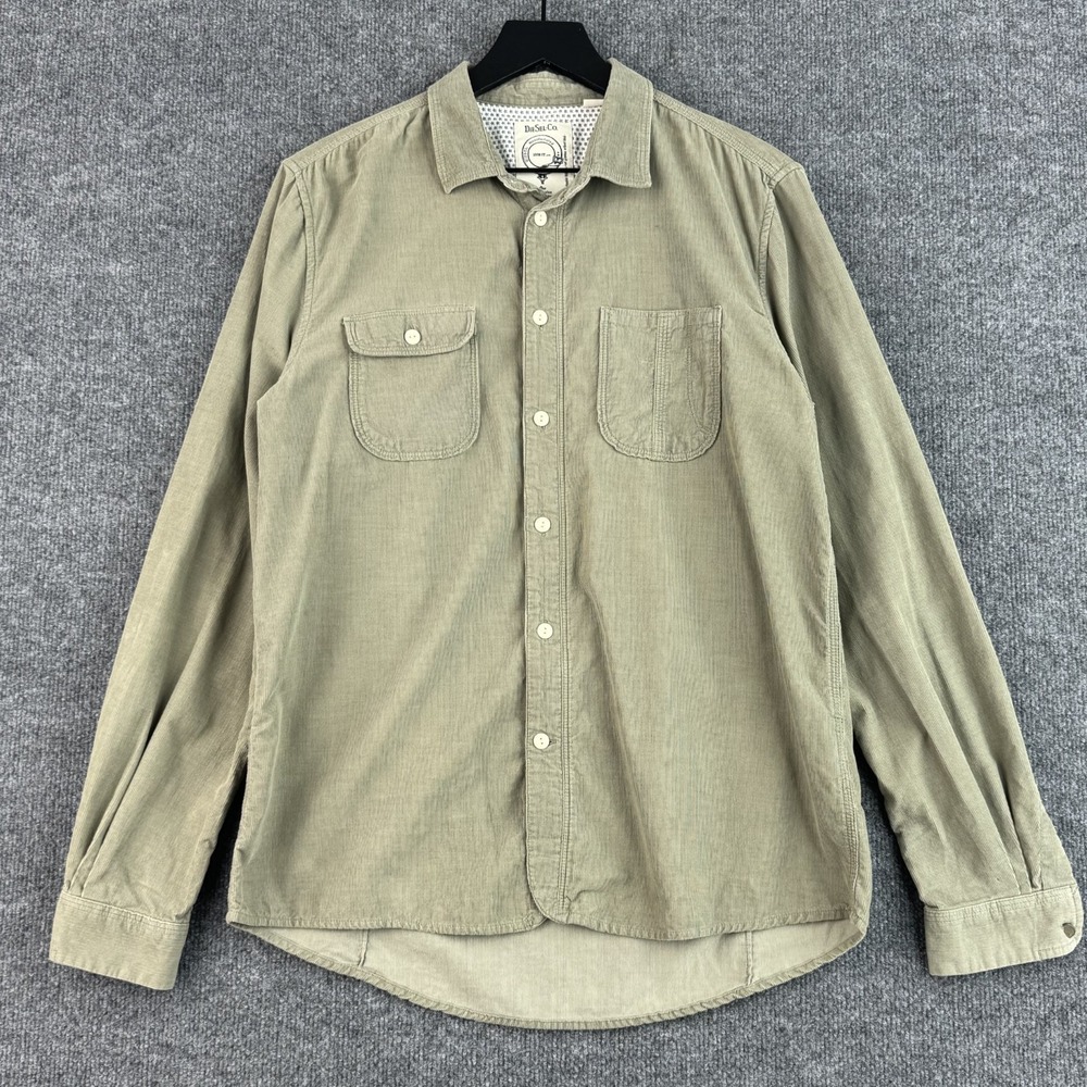 Diesel Co Corduroy Shirt Men L Olive Green 2 Pocket Utility Overshirt Casual